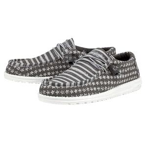 Hey Dude Wally Gray Patriotic Striped Boat Shoe Size 9 Grass Approved NWOT